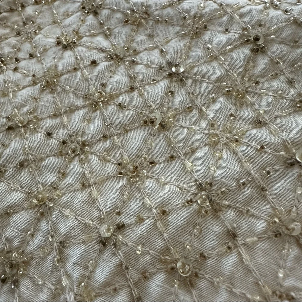 NWT‎ Pottery Barn 18” X 18” Square Champagne Shimmer Beaded Pillow Cover New